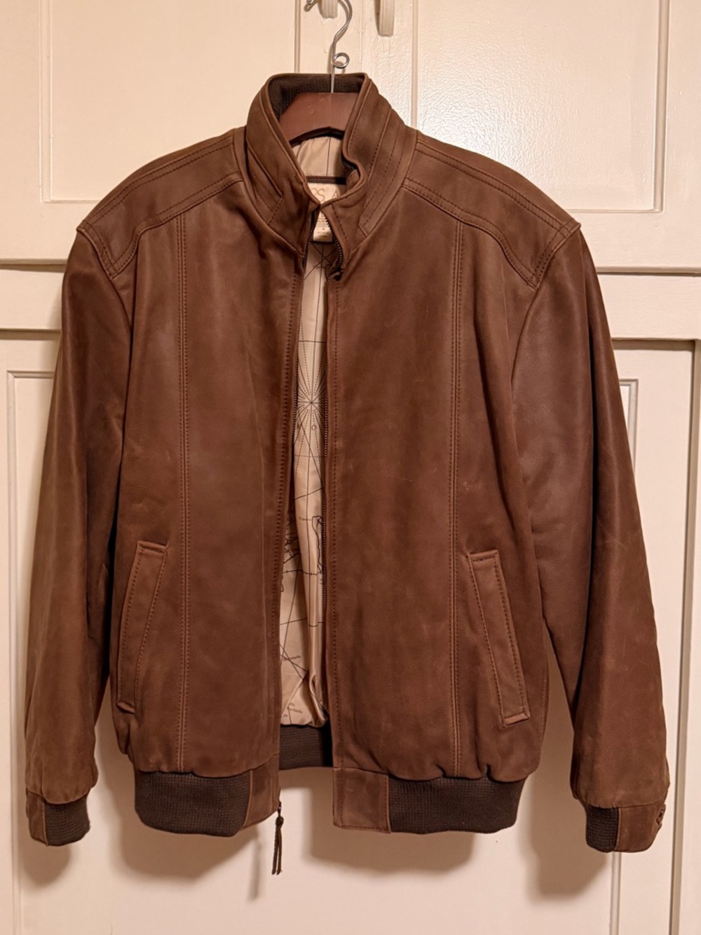 Jos. A. Bank Brown Leather Bomber Jacket